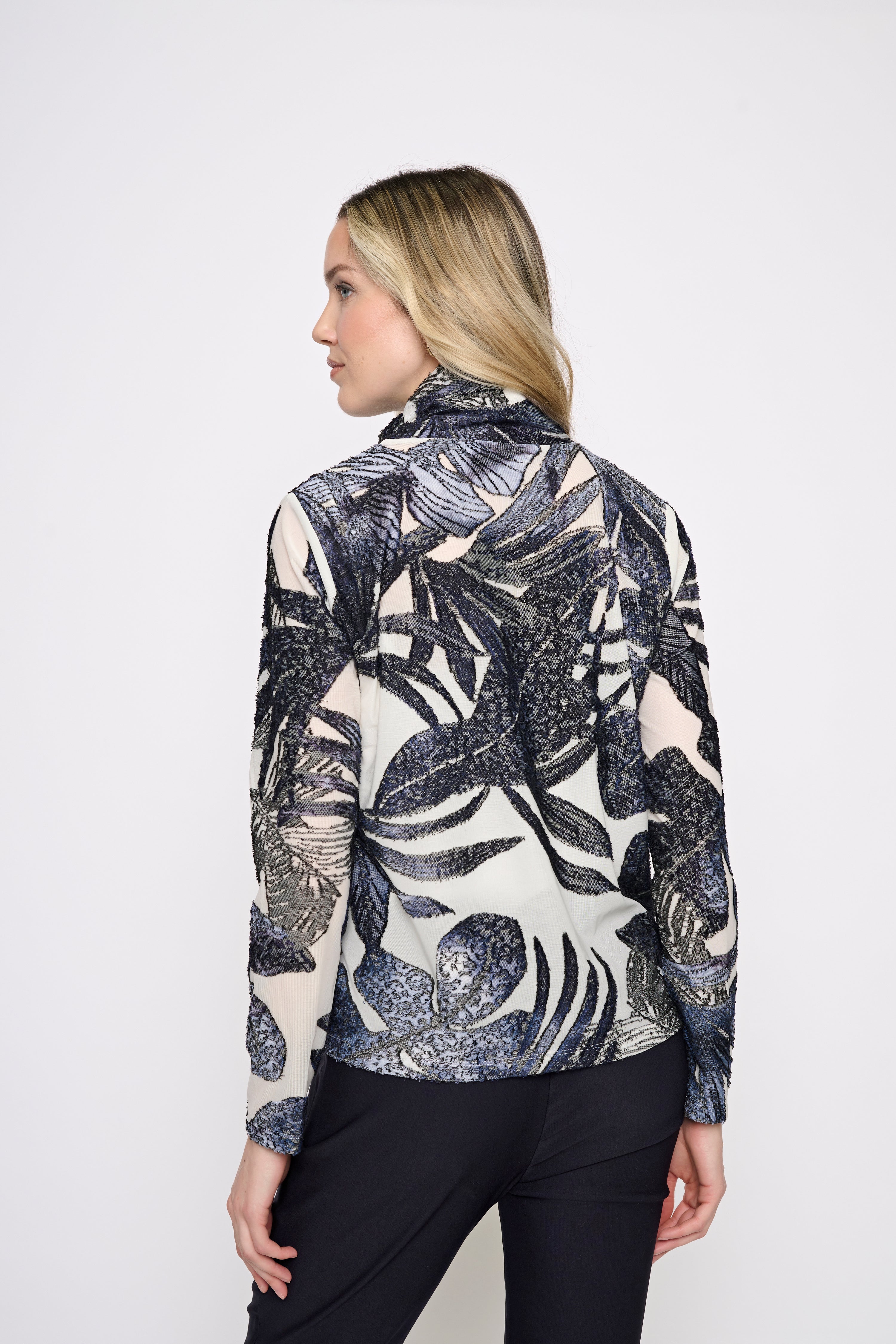 Floral Print Turtle Neck Top