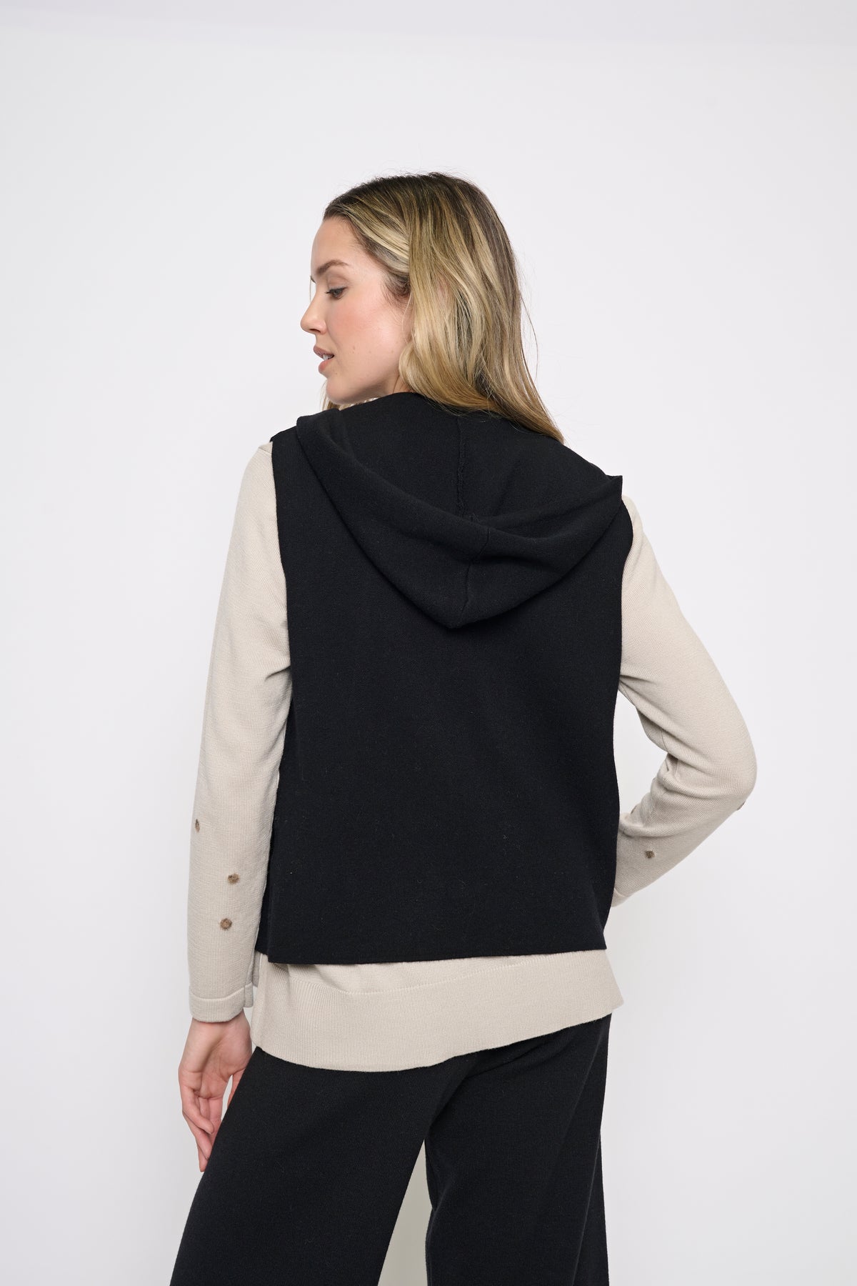 Hooded Zip Front Knit Vest
