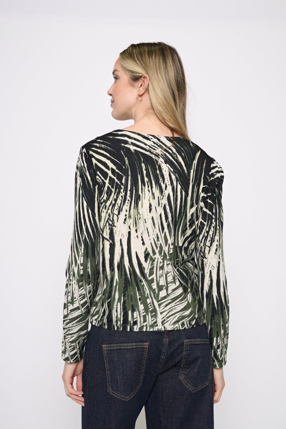 Abstract Print Side Ruch Sweater
