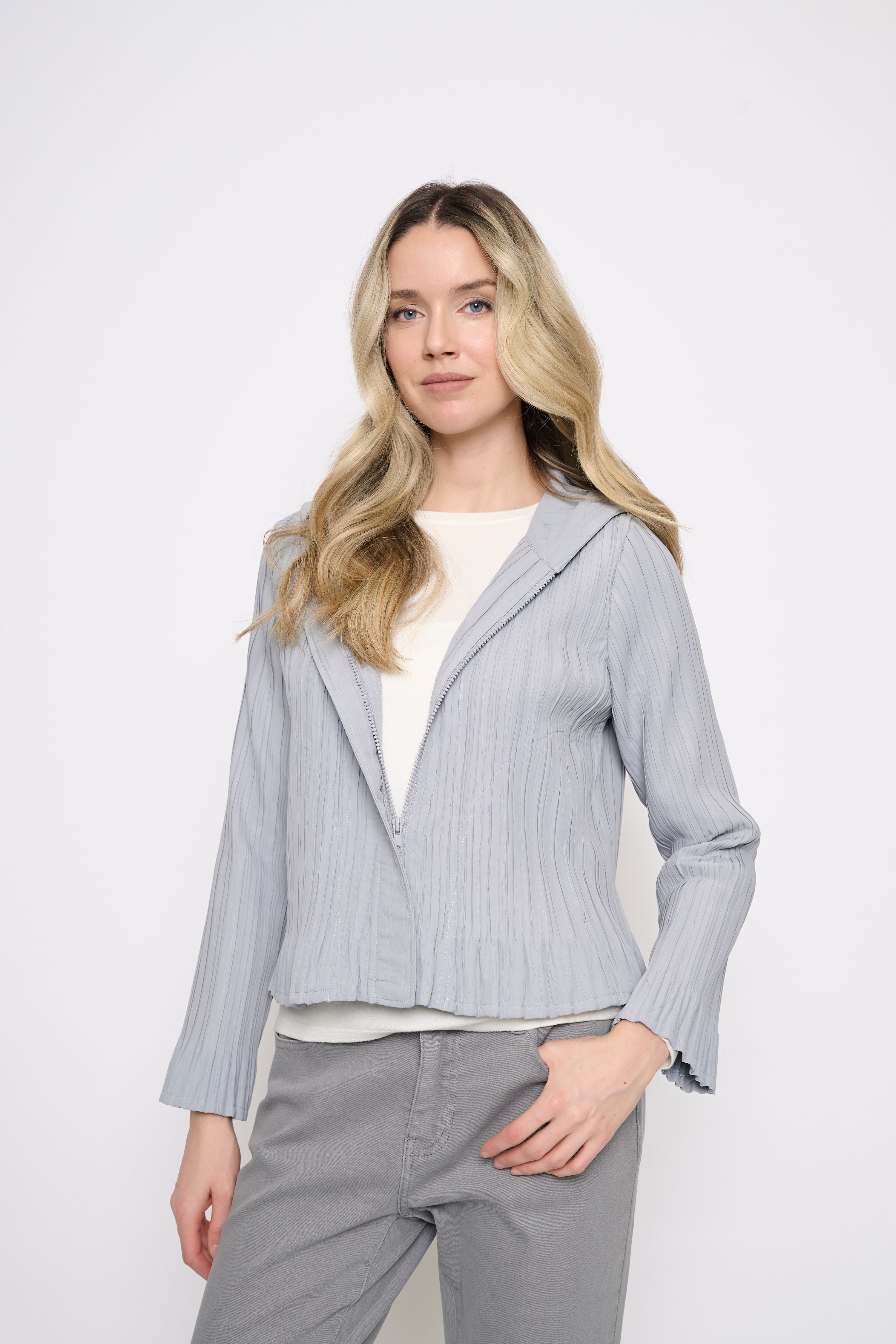 Hooded Pleat Jacket