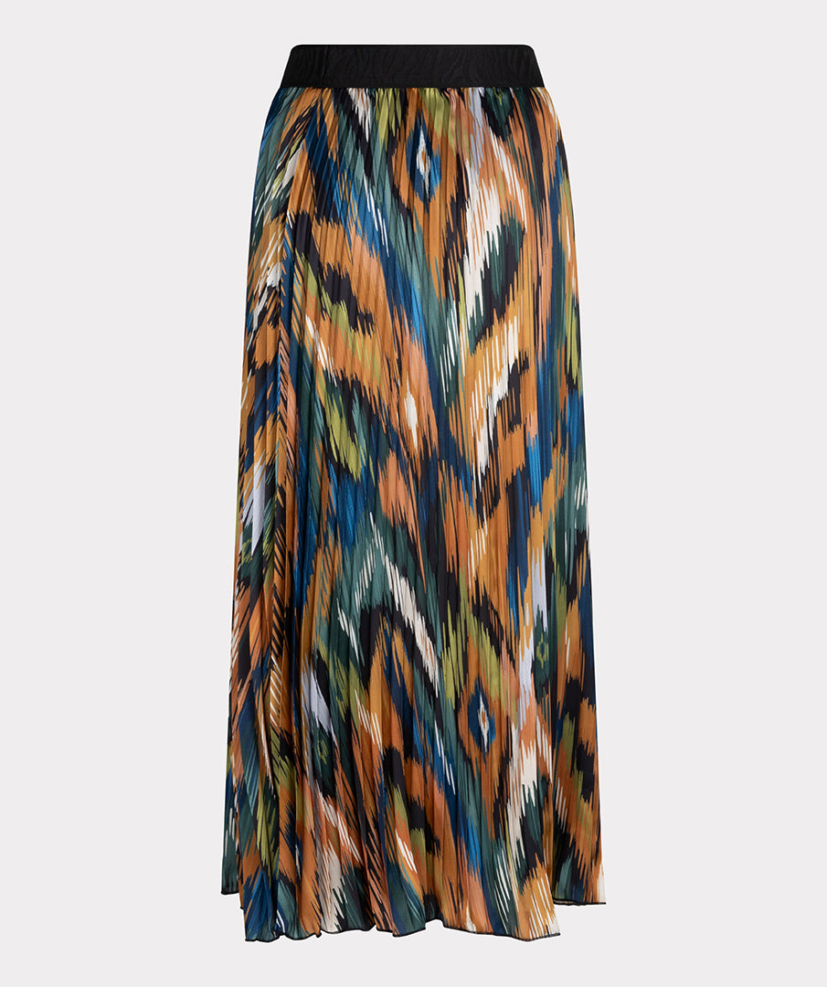 Abstract Print Pleated 34" Skirt