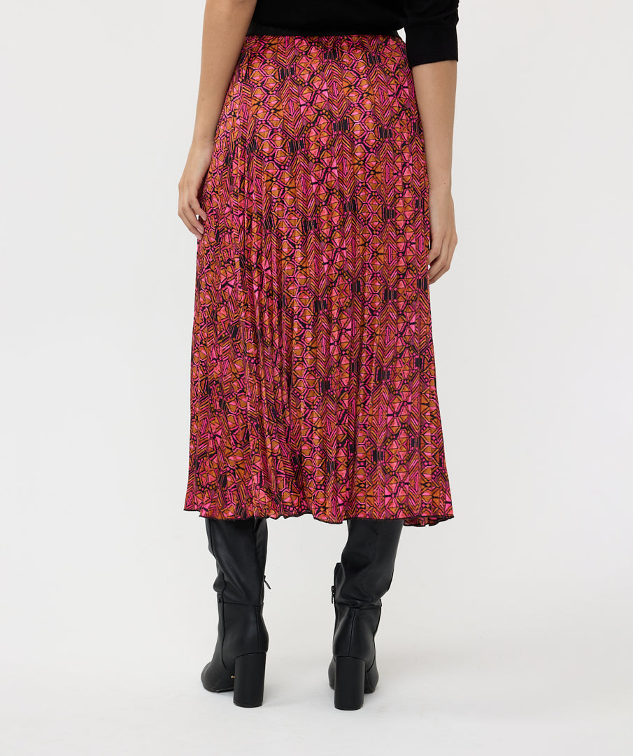 Geometric Print Pleated 34" Skirt