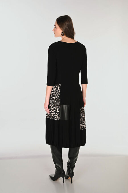 Animal Panel Bubble Hem Midi Dress