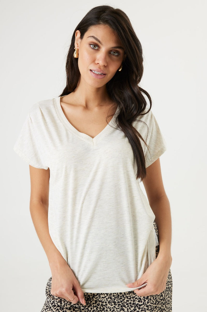 Melange Jersey V-Neck Top