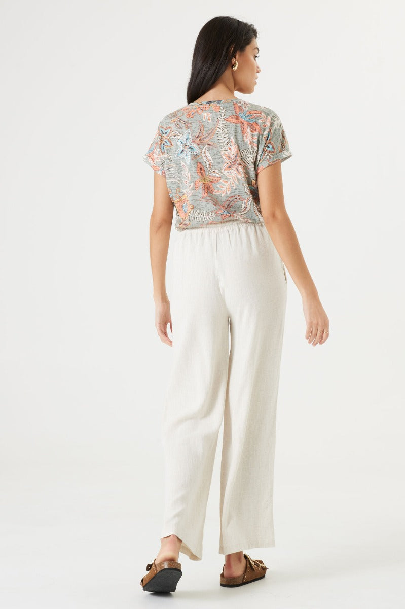 Linen Blend Wide Leg Pant