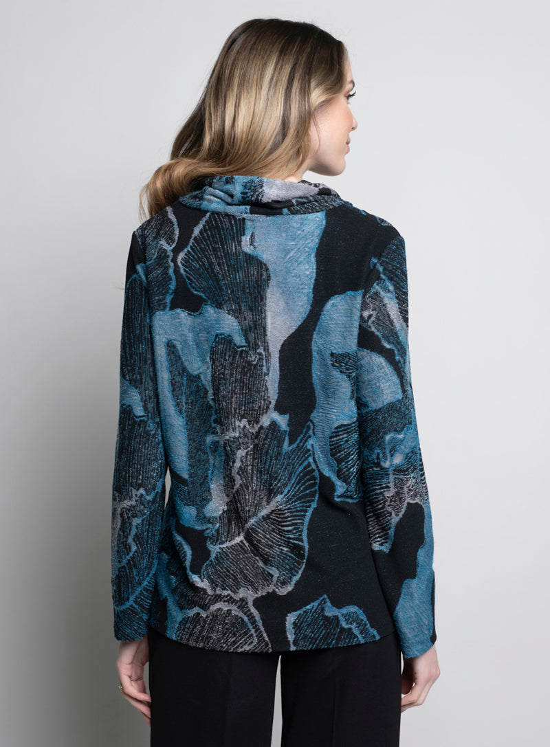 Cowl Neck Abstract Print Top