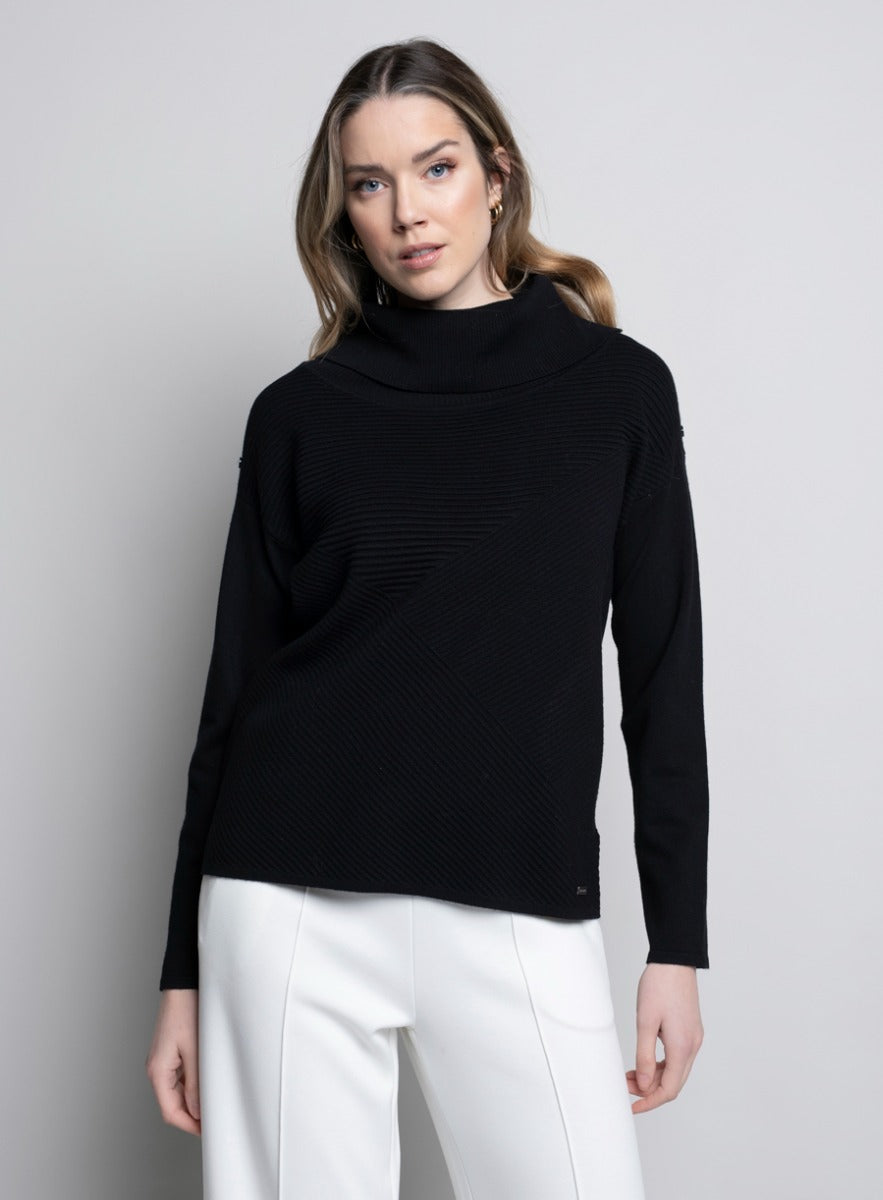 Cowl Neck Ottoman Rib Pullover