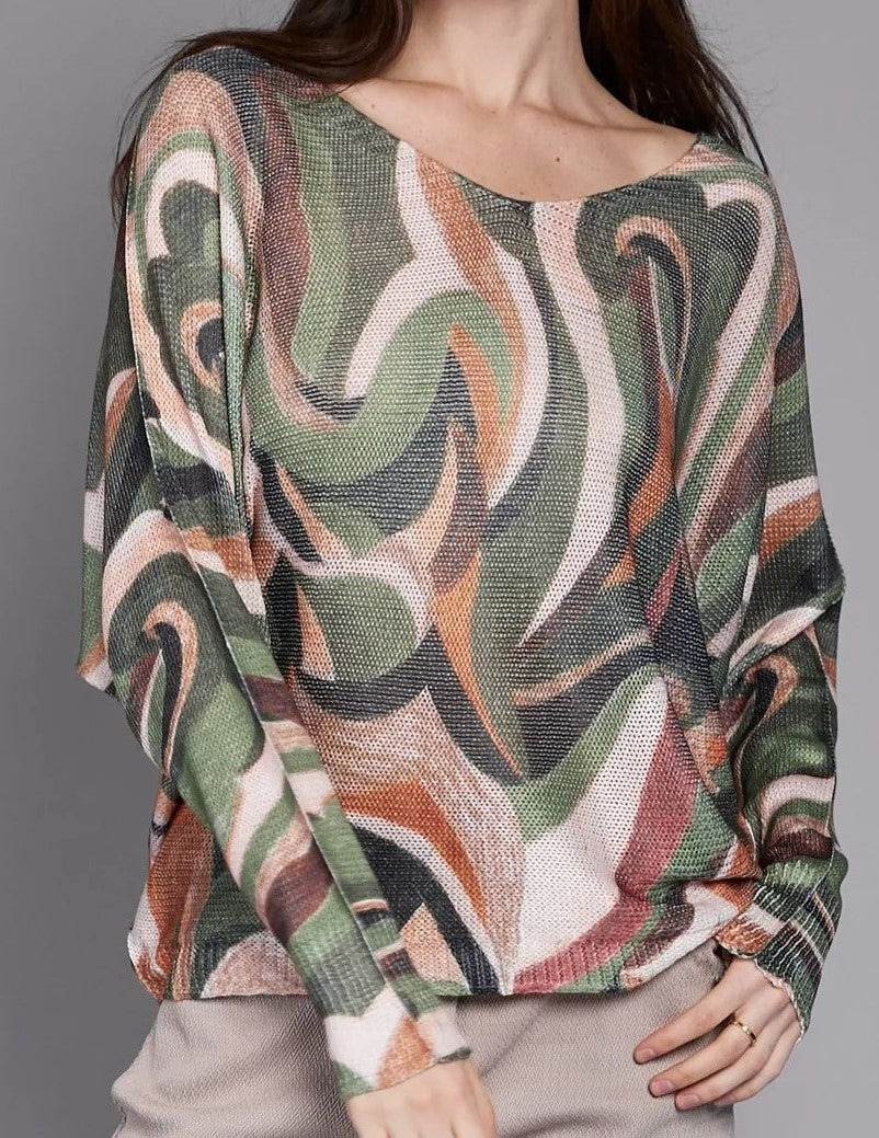 Abstract print sweater sale