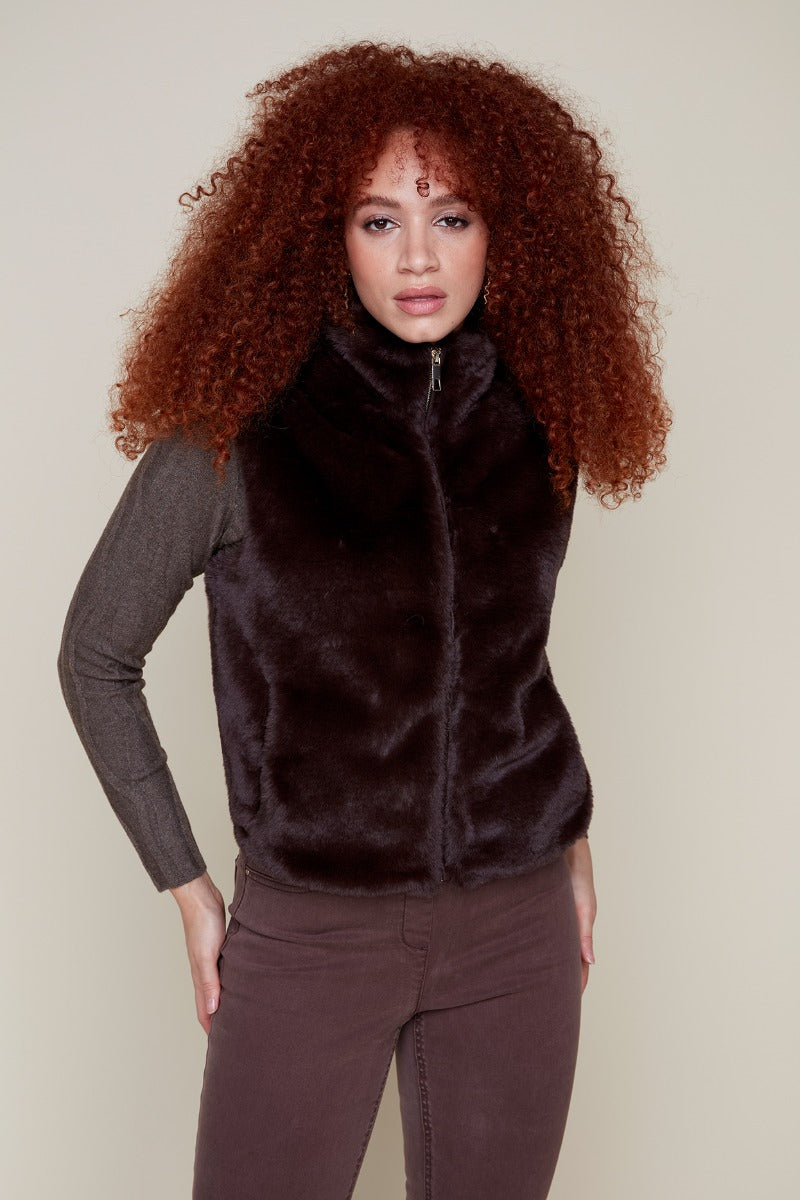 Faux Fur Zip Front Vest