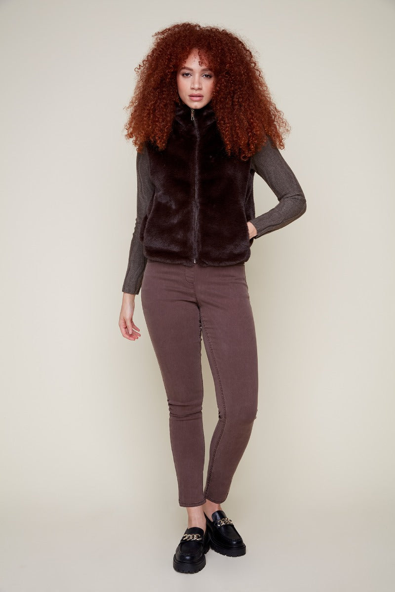 Faux Fur Zip Front Vest